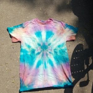 Small purple, green, blue, orange pink tye dye